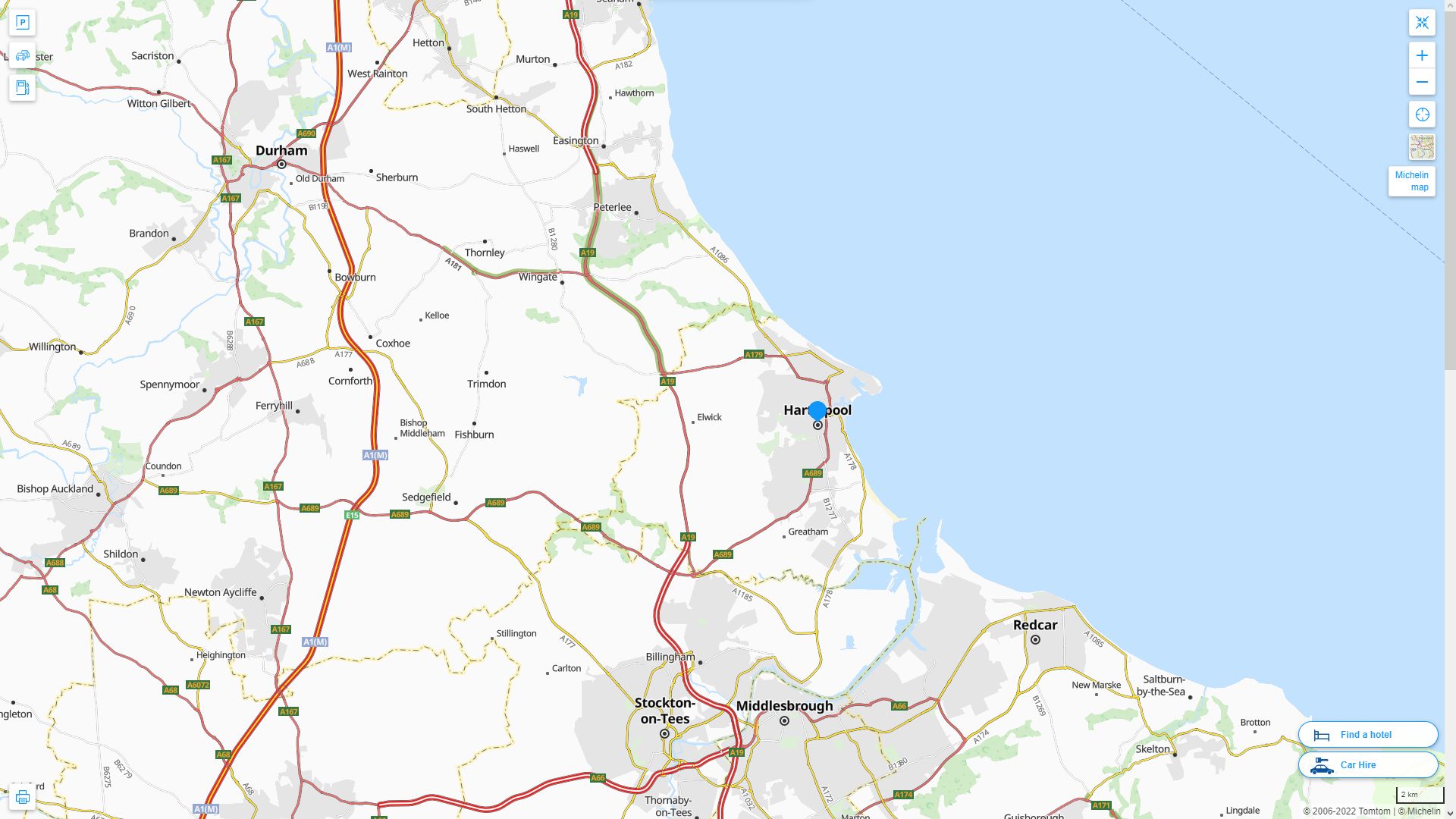 Hartlepool Royaume Uni Autoroute et carte routiere